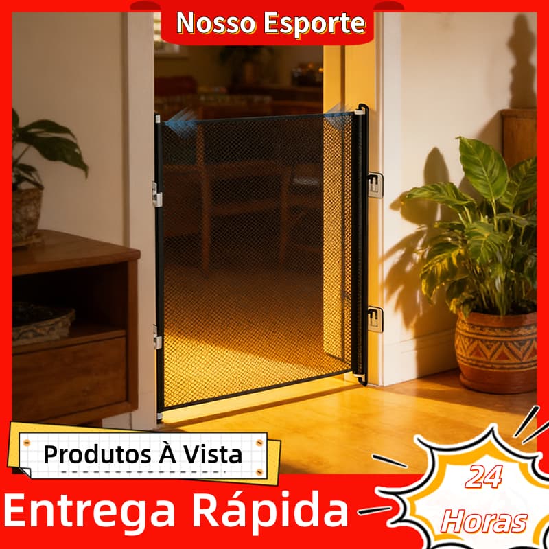 Portão Tela Segurança Bebês Pets Cercadinho Grade Retrátil Cerca Para Crianças