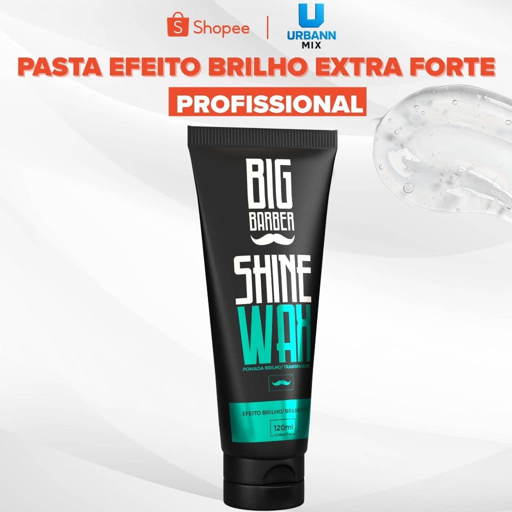 Pasta Capilar Shine Wax Bisnaga Big Barber 120g Efeito Brilho Profissional