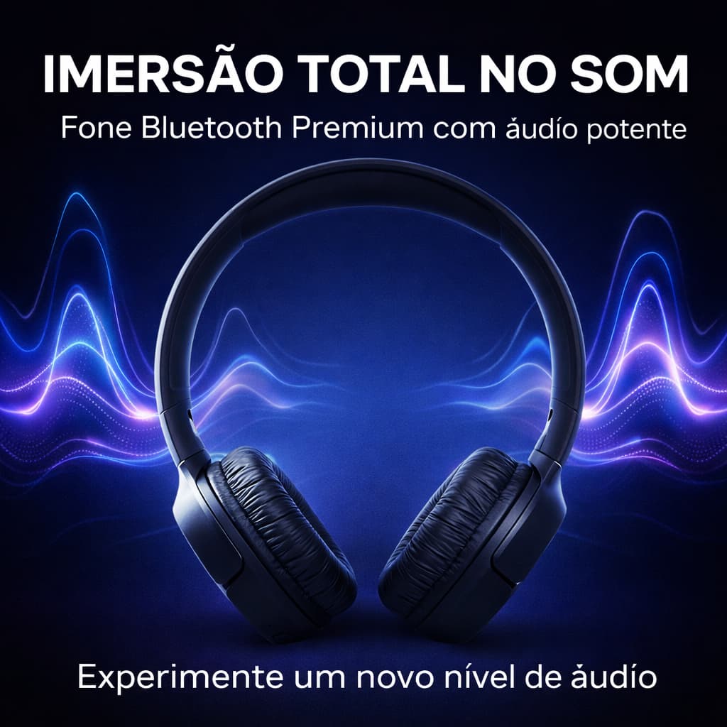 Fone Bluetooth Sem Fio 5.0 com Microfone Headphone On Ear