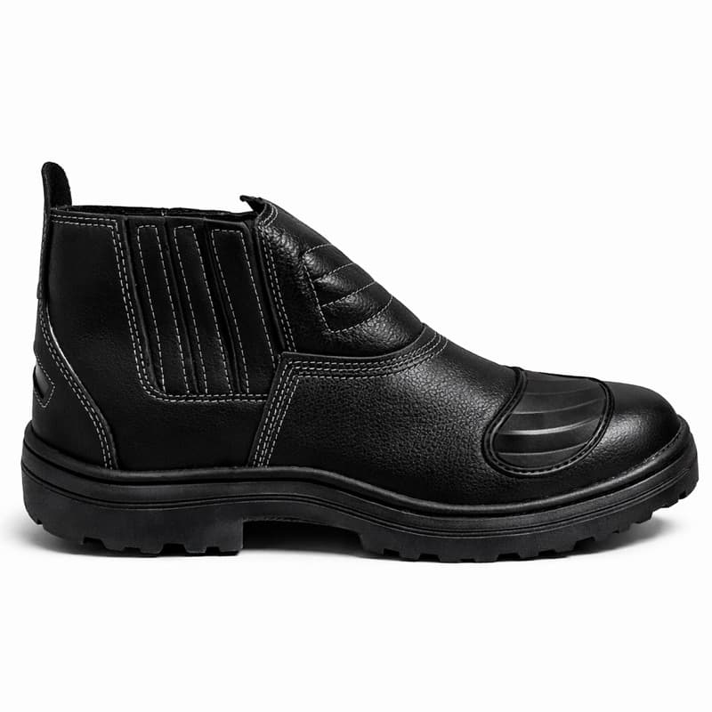 Bota botina motoqueiro couro para viagens,faixa Reflexiva com proteção:durabilidade,conforto,segurança