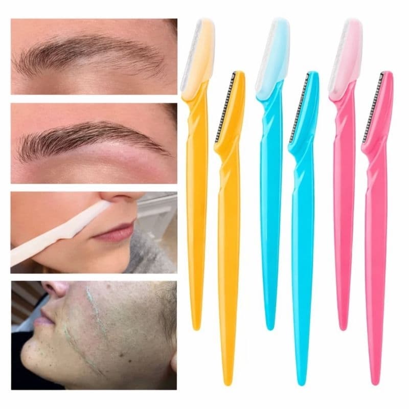 Kit Lâminas Para Sobrancelha e Rosto Navalha Depilação Facial Feminina Removedor de Pelos, Design de Sobrancelhas