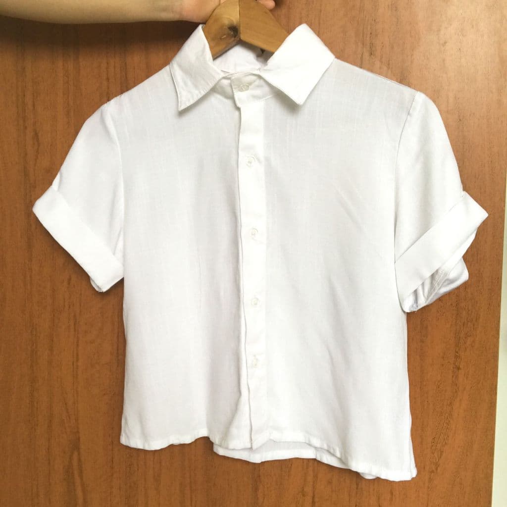 Camisa Branca De Botoes Manga Curta Social Blusa Gola Arrumada Elegante Botões Trabalho