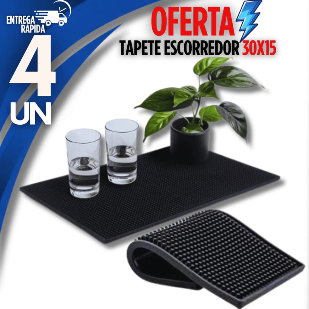 Conjunto Tapetes Silicone Escorredor Louça 30x15 Secar Louça Preparar Drinks Barmen Utilidade