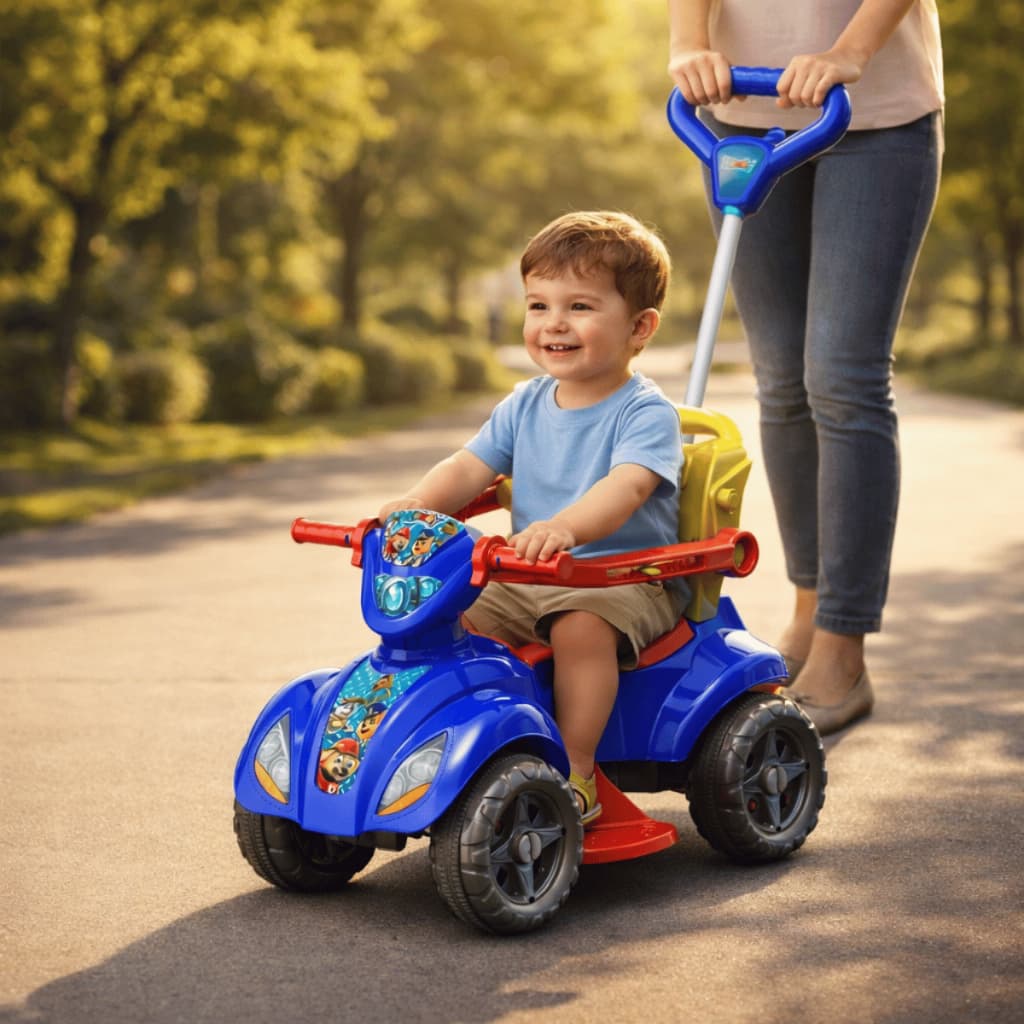 Carrinho De Passeio Quadriciclo Empurrador Infantil Dog Rosa Azul Menino Menina Criança Seguro