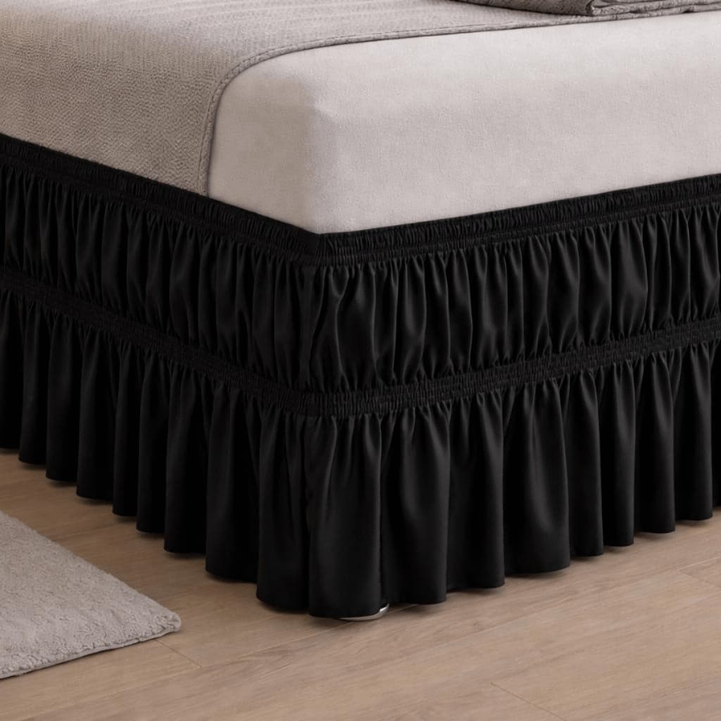 Saia Box Solteiro Cama Box com Elástico Protetor Box Saia Para Cama Solteiro Preto Premium