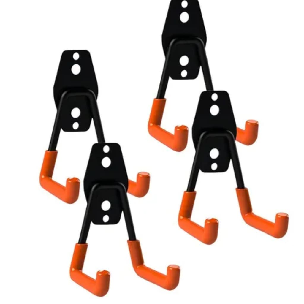 Gancho Duplo Aço Preto p/ Parede Multi Uso Suporte Sol Chuva - Suporte Reforçado 23kg Organização Multiuso Resistente