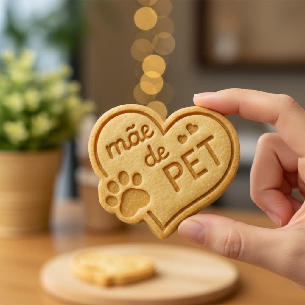 Cortador de Biscoito Tema Mãe Pet Coração Molde Pasta Americana Biscuit Carimbo Marcador Confeitaria
