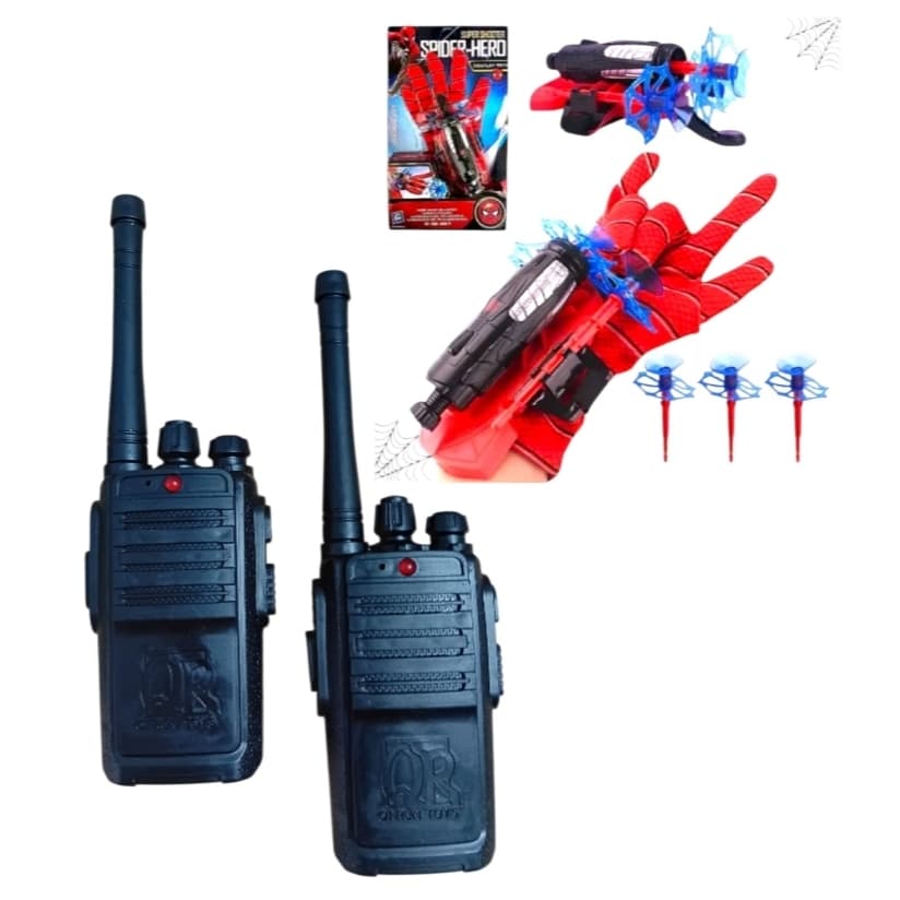 Walkie Talkie Radinho + Luva Lançadora De Teia Homem Aranha