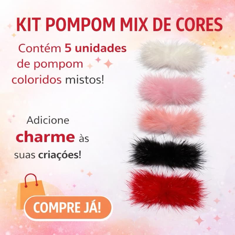 POMPOM BIGODE - 5 UNIDADES