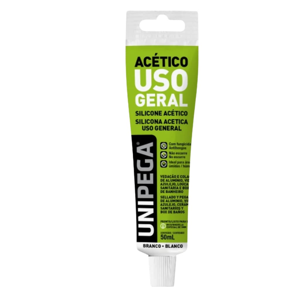 Silicone Acético Branco Unipega 50ml Vedação Multiuso