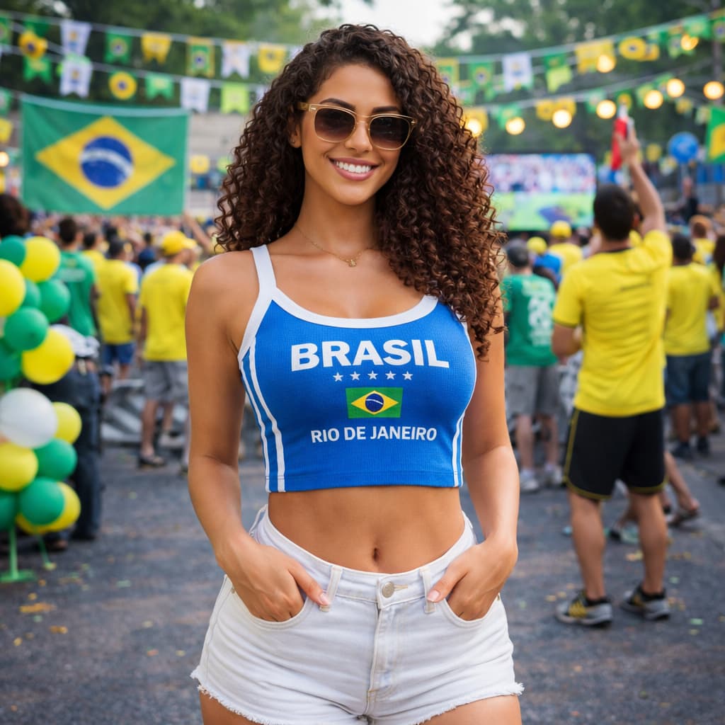 Cropped Brasil Rio Virginia Estampada Canelada Y2K Moda Feminina Regata