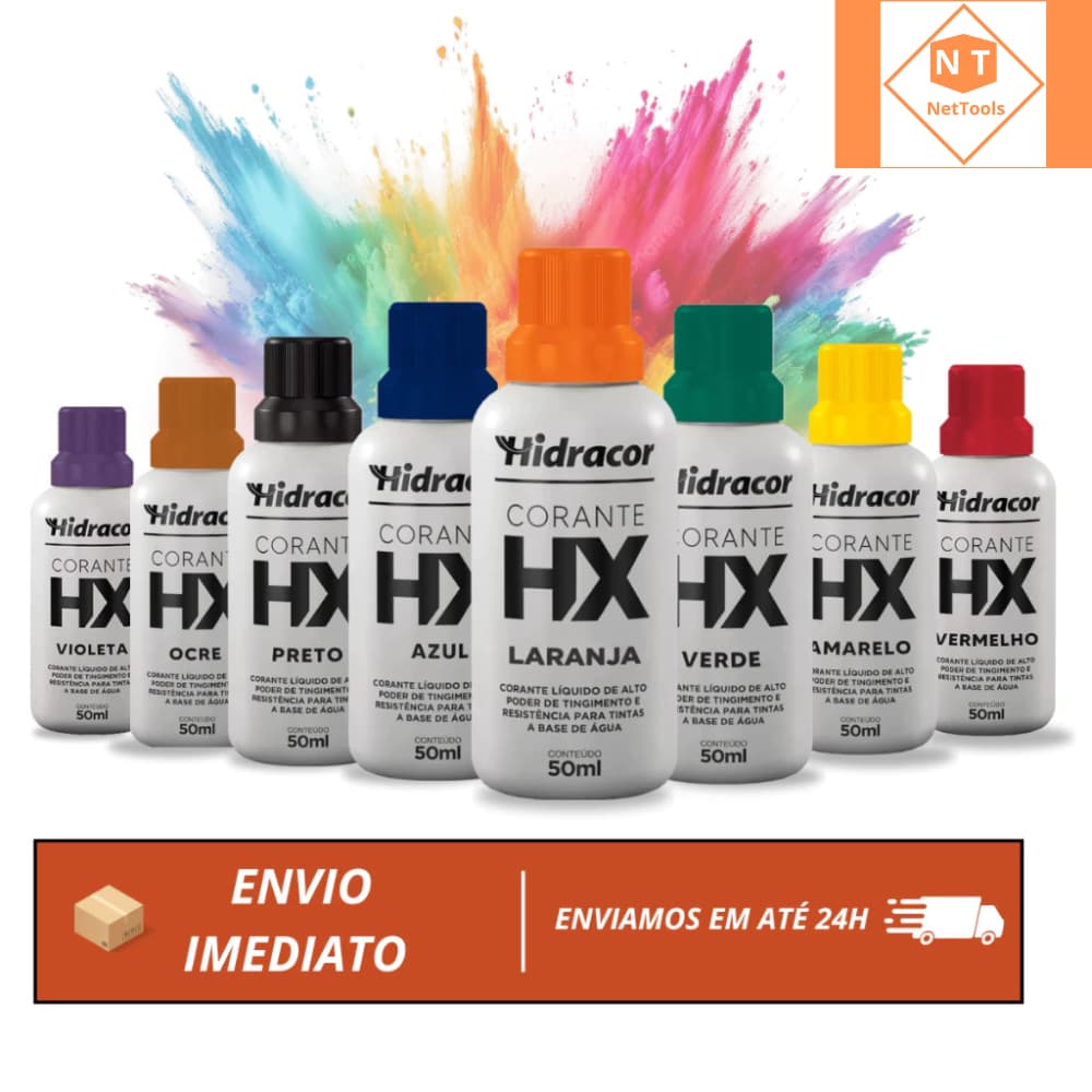 Corante Líquido Hidracor HX 50ml Super Concentrado Para Tintas Base Água PVA Acrílica Cores Intensas