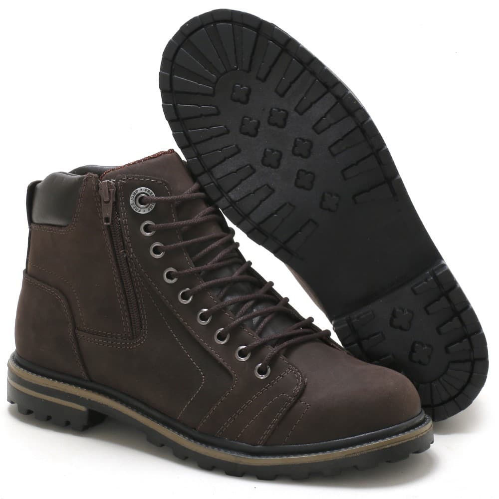 Bota Coturno Couro Legítimo Palmilha Gel Conforto Solado Borracha Antiderrapante Resistente - Envio Imediato