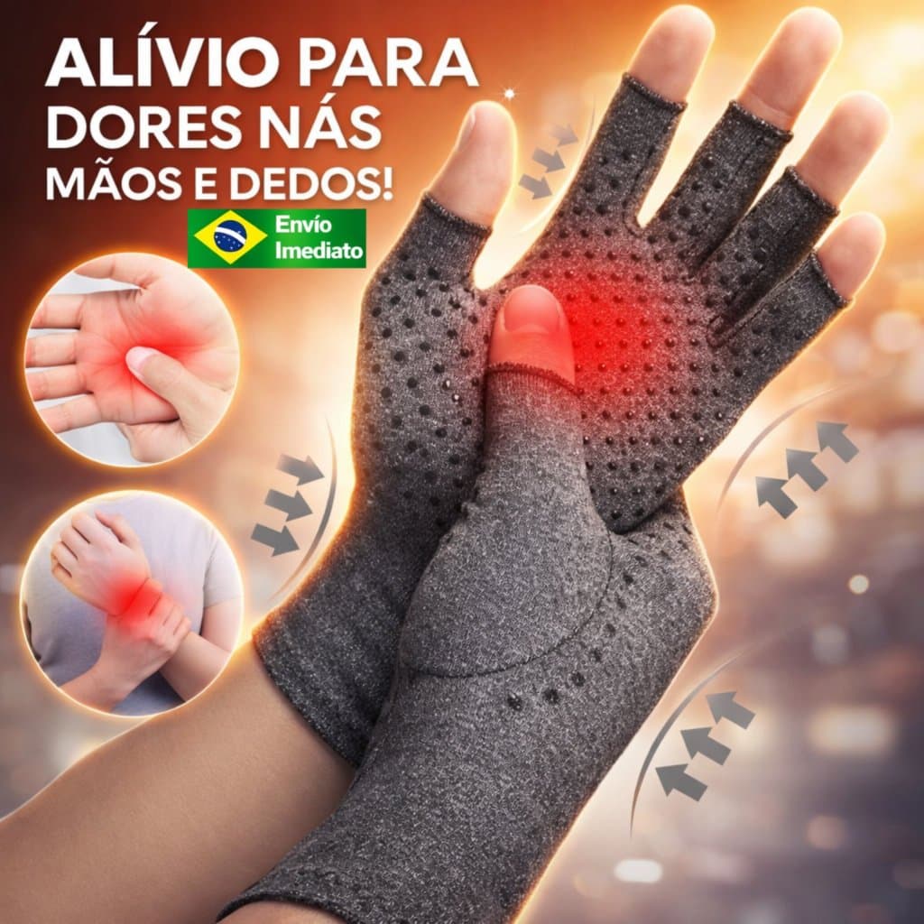 Par de Luvas Compressão Artrite Artrose Tendinite Circulação Tratamento Alívio Dor Mãos Articulação Ajustável