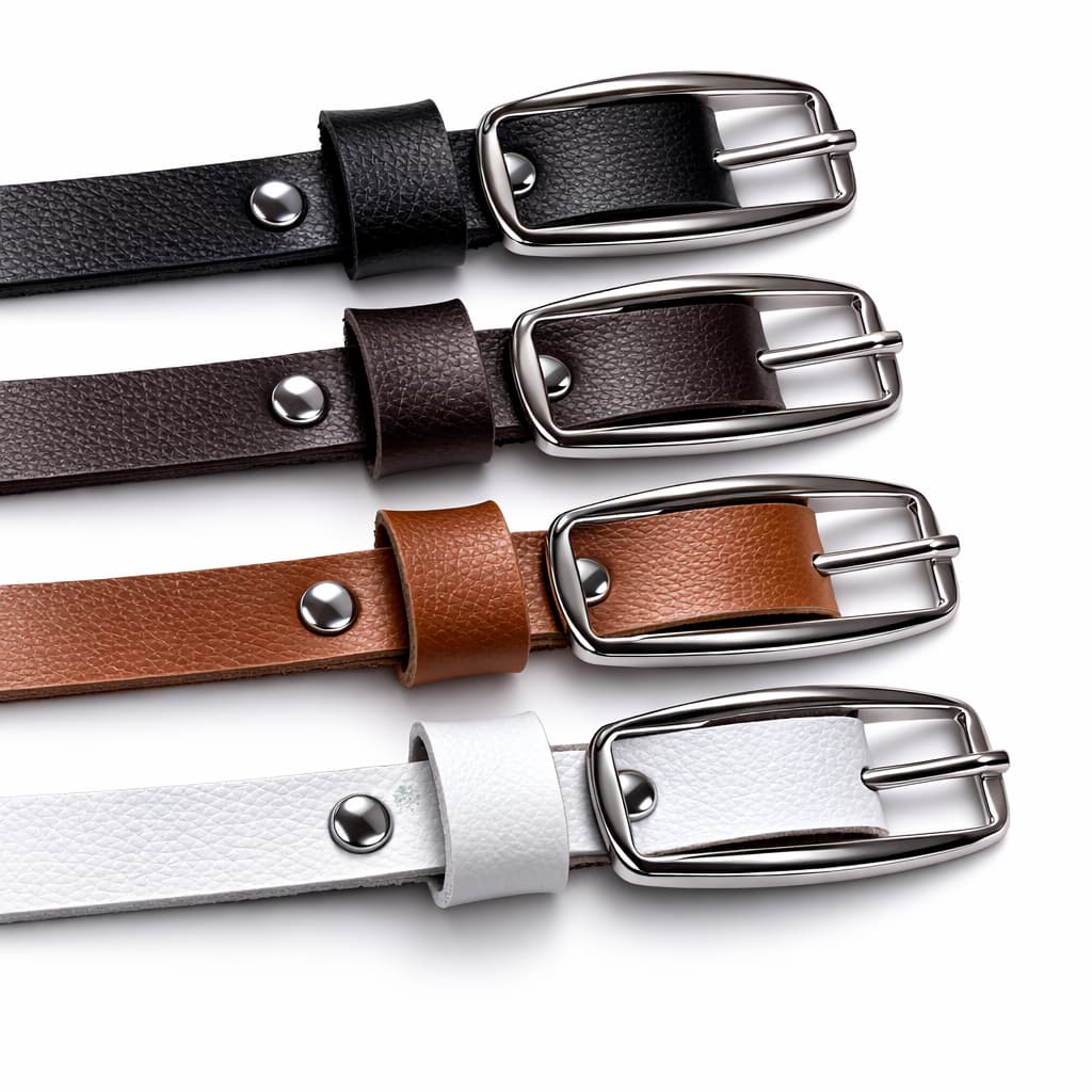 Kit 4 Cintos Feminino Fino Elegante Couro - Ajustável Moda Casual 4 Cores