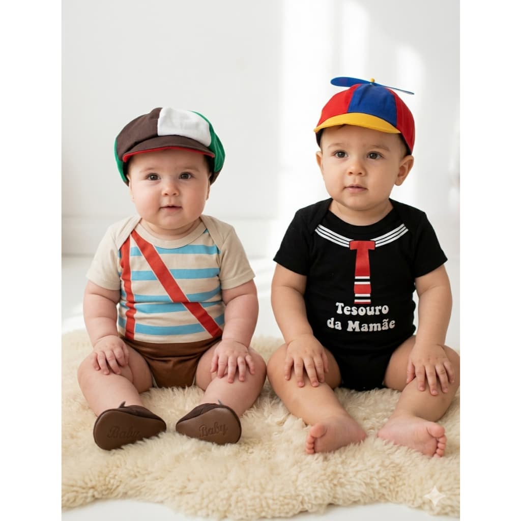 Body Bebê Mêsversário Temático Do Chaves Super Confortável - Suedine  100% Algodão