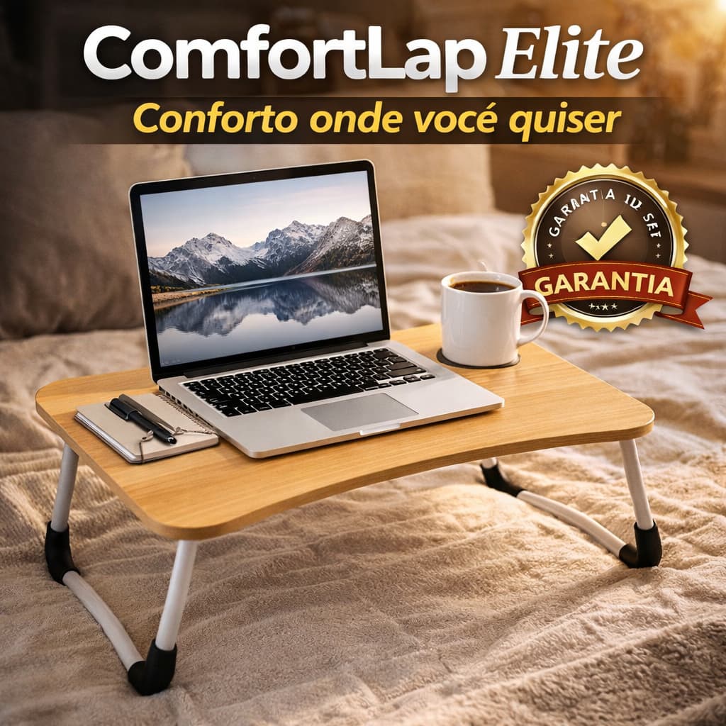 Mesa Portátil Notebook ComfortLap Elite Dobrável Ergonômica Multiuso Cama Sofá Estudo Refeição
