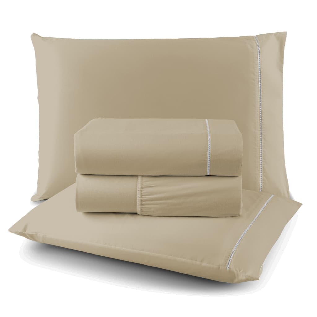 Kit Lençol King 4 Peças Jogo de Cama Completo com Elástico Lençol Superior e 2 Fronhas Cama Box King