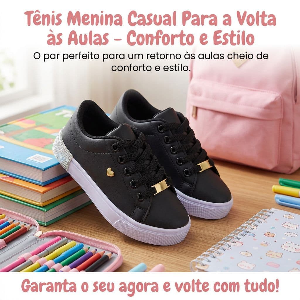 Tênis Menina Infantil Juvenil Reforçado Durável Para Escola e Brincar 25 ao 33 Envio Rápido