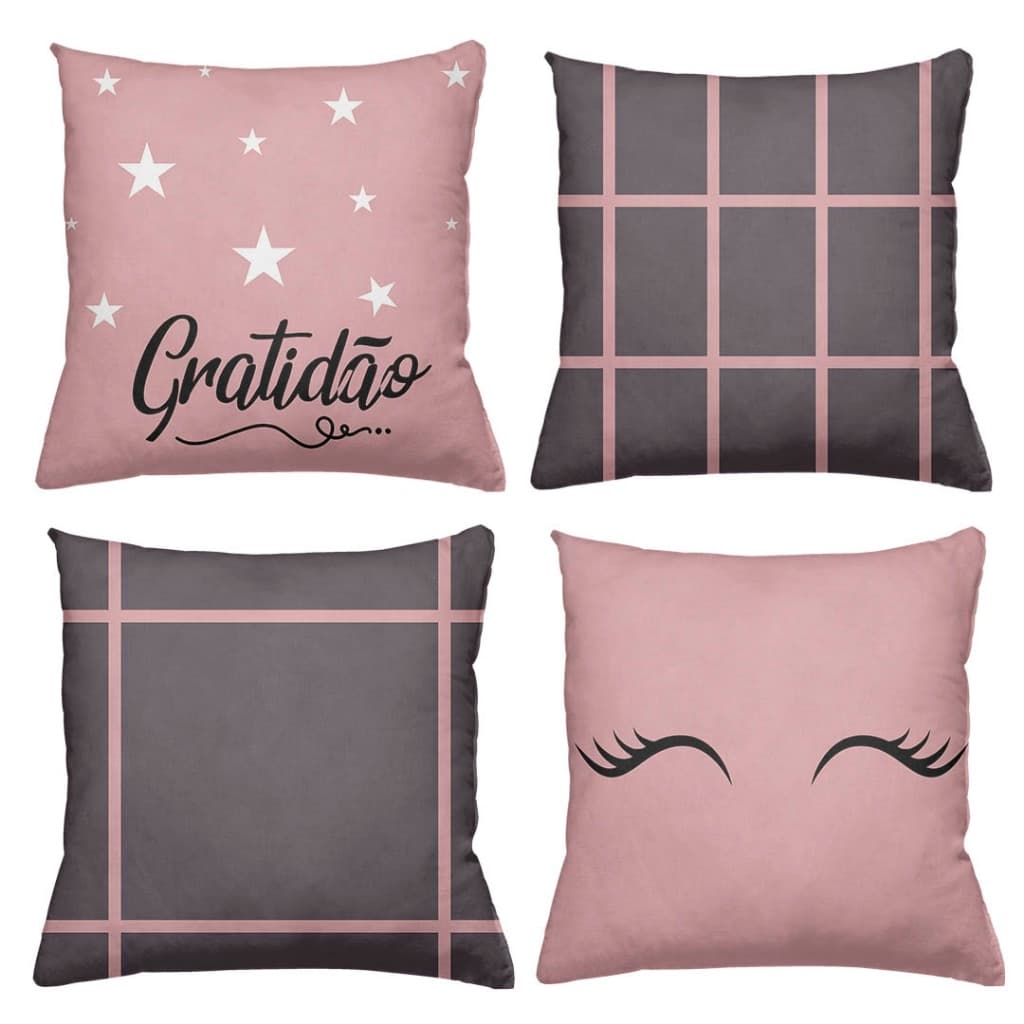 Kit 04 Capas de Almofadas Olho Gratidão QB176