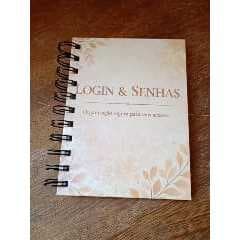 Caderno Login e Senhas Capa Dura A6 11cm14,5cm | Flor de cerejeira com Glitter