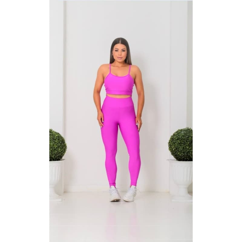 Fitness Conjunto top com legging Suplex com toque de poliamida roupa academia conjunto academia conjunto rosa preto