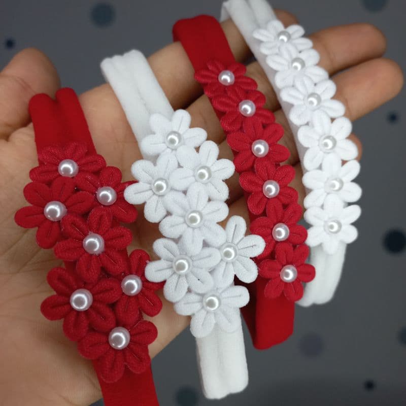 kit Faixa de cabelo para bebe Natal e Ano Novo, faixinhas Vermelha e branca