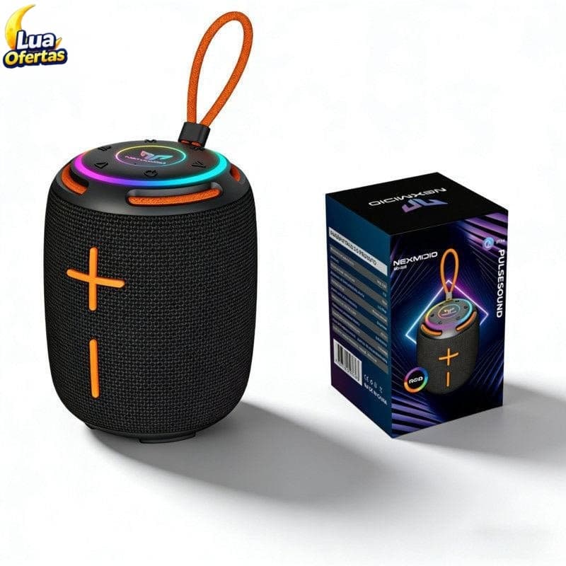 Caixa De Som Portátil Bluetooth 5.3 Potente Bateria De Longa Duração A Prova D'água Luzes Coloridas MD-B08