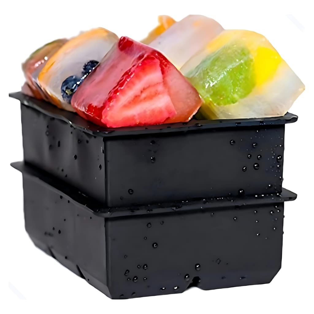 Kit 4 Formas Silicone Gelo Cubo Grande 6 Unidades Cada Preta
