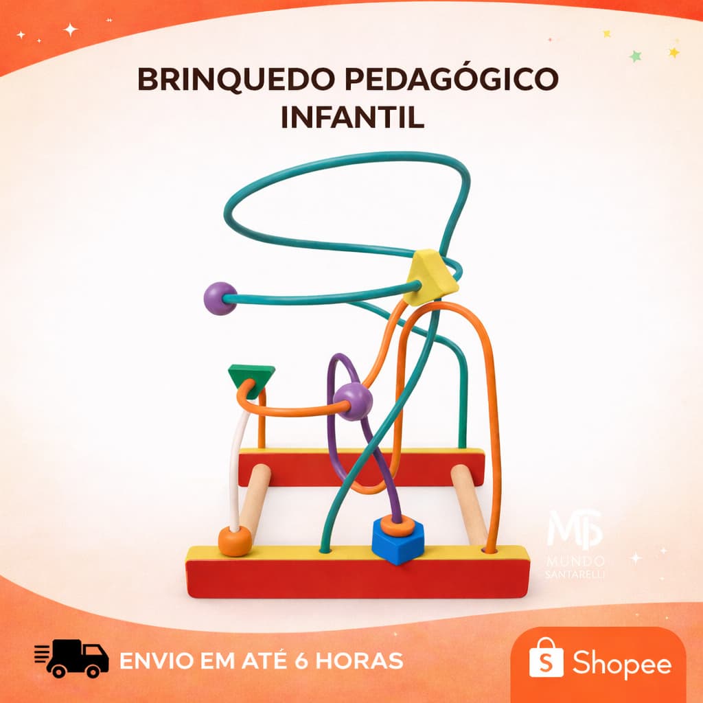 Brinquedo Educativo Madeira Aramado Montanha Russa Infantil Montessori Cor Formas Pedagógico Autismo