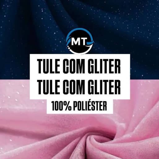 1 Metro Tecido Tule Gliter / Azul Marinho e Rosa Bebe ( 1M x 1,50 Mts Largura )