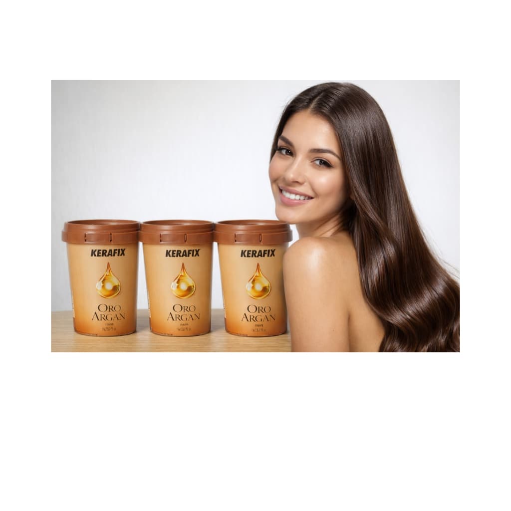 Promoção 3 Máscara Capilar Kerafix Oro Argan Hidratação Profunda Brilho Intenso Nutrição e Controle de Frizz Profissiona