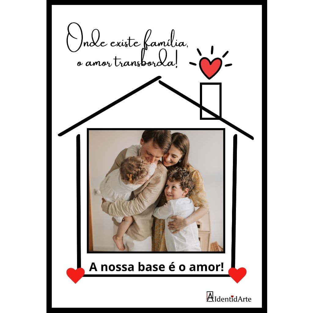 Quadro Porta-Retrato Decorativo Personalizado Presente Família, Casal,  moldura preta, tamanho A4