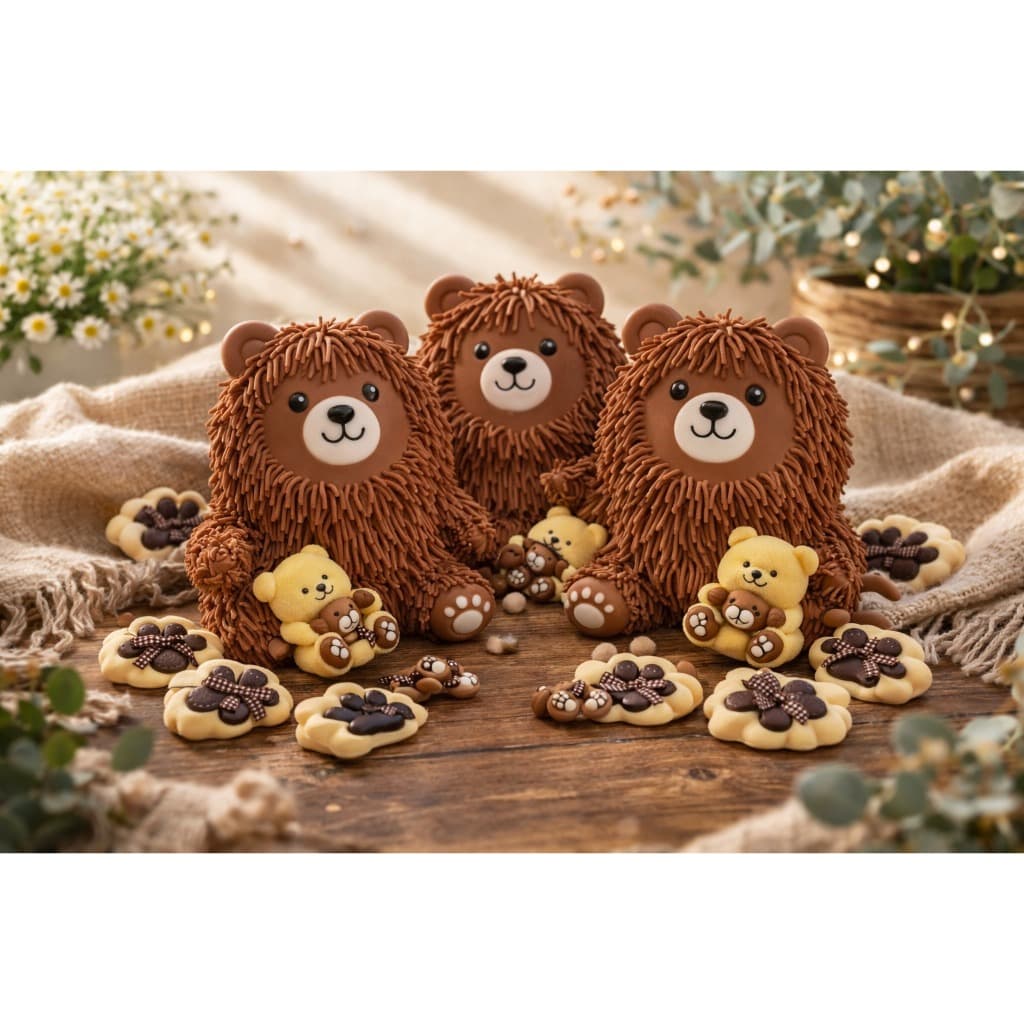 Squishy Urso Peludo e Patinha Anti Estresse Fofo Macio Decorativo Colecionável Brilha ao Apertar