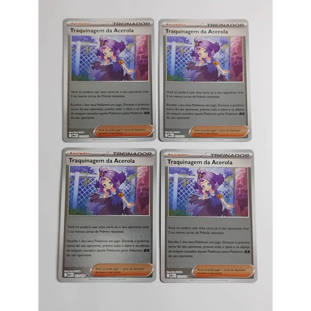 Kit 4 Traquinagem da Acerola 113/132 Reverse Foil NM Megaevolução (2025) Pokémon Estampas Ilustradas TCG Trading Card