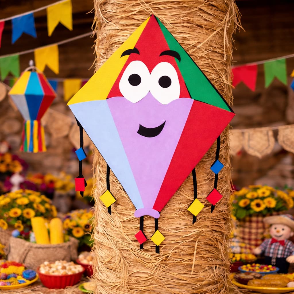 Painel Decorativo Festa Junina Caipira E Balão Em EVA