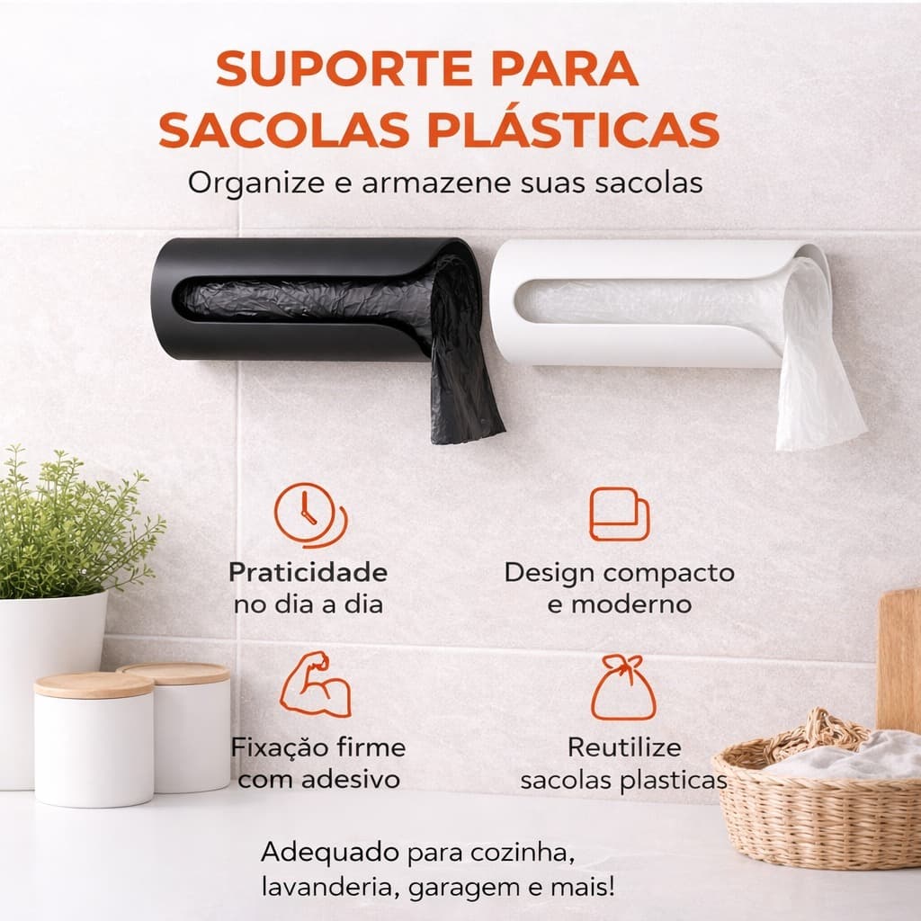 Porta Sacola Puxa Saco Compacto Organização Cozinha Envio Rapido