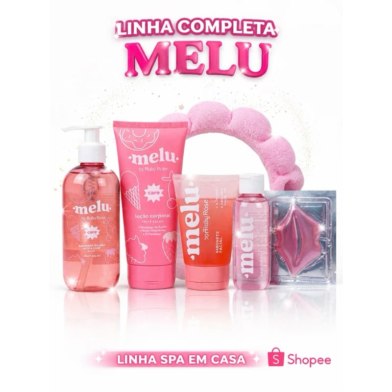 MELU RUBY ROSE LINHA COMPLETA Kit Skincare Feminino Spa Em Casa Autocuidado Presente Hidratante