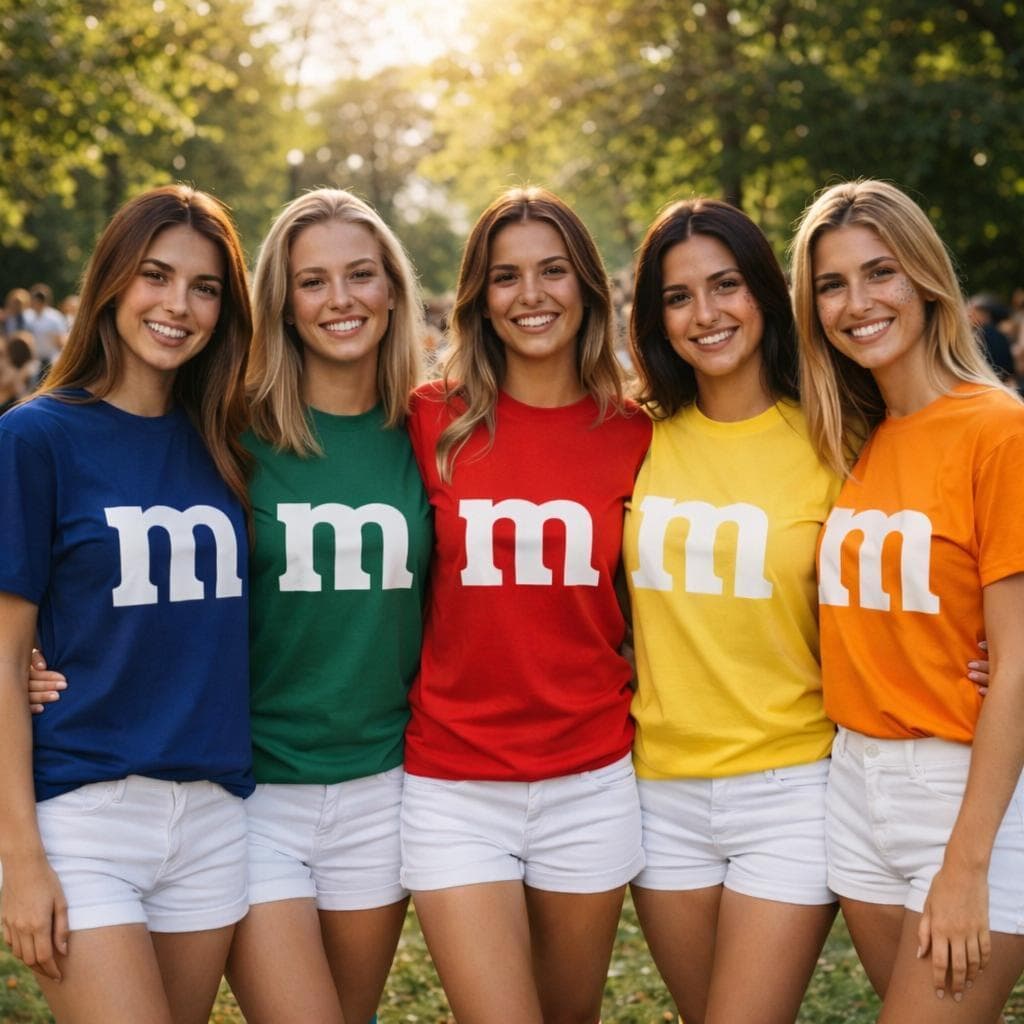 Camiseta Fantasia M&M Colorida Carnaval Grupo  Unissex Camisa 100% Algodão Envio Rápido