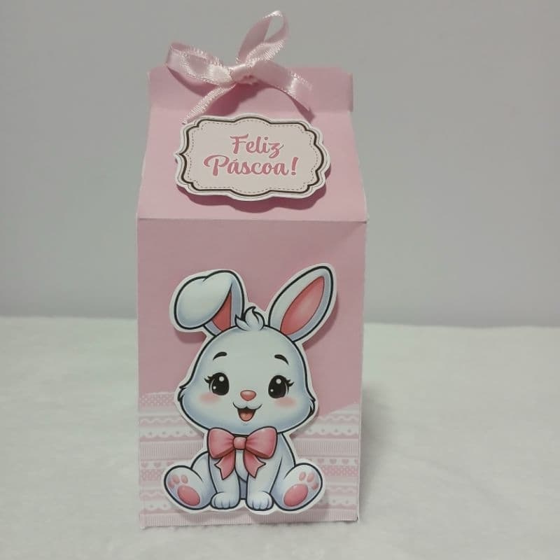 Kit Caixa Milk Personalizada Páscoa - Lembrancinhas Personalizadas Páscoa Coelho Rosa