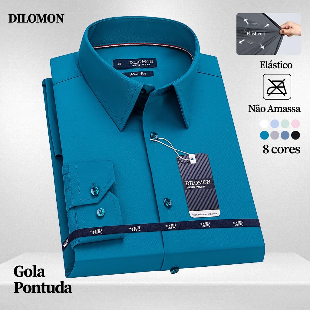 Dilomon Camisa Social Masculina Slim Fit Manga Longa - Blusa Sportlife Não Amassa Roupa do Brasil