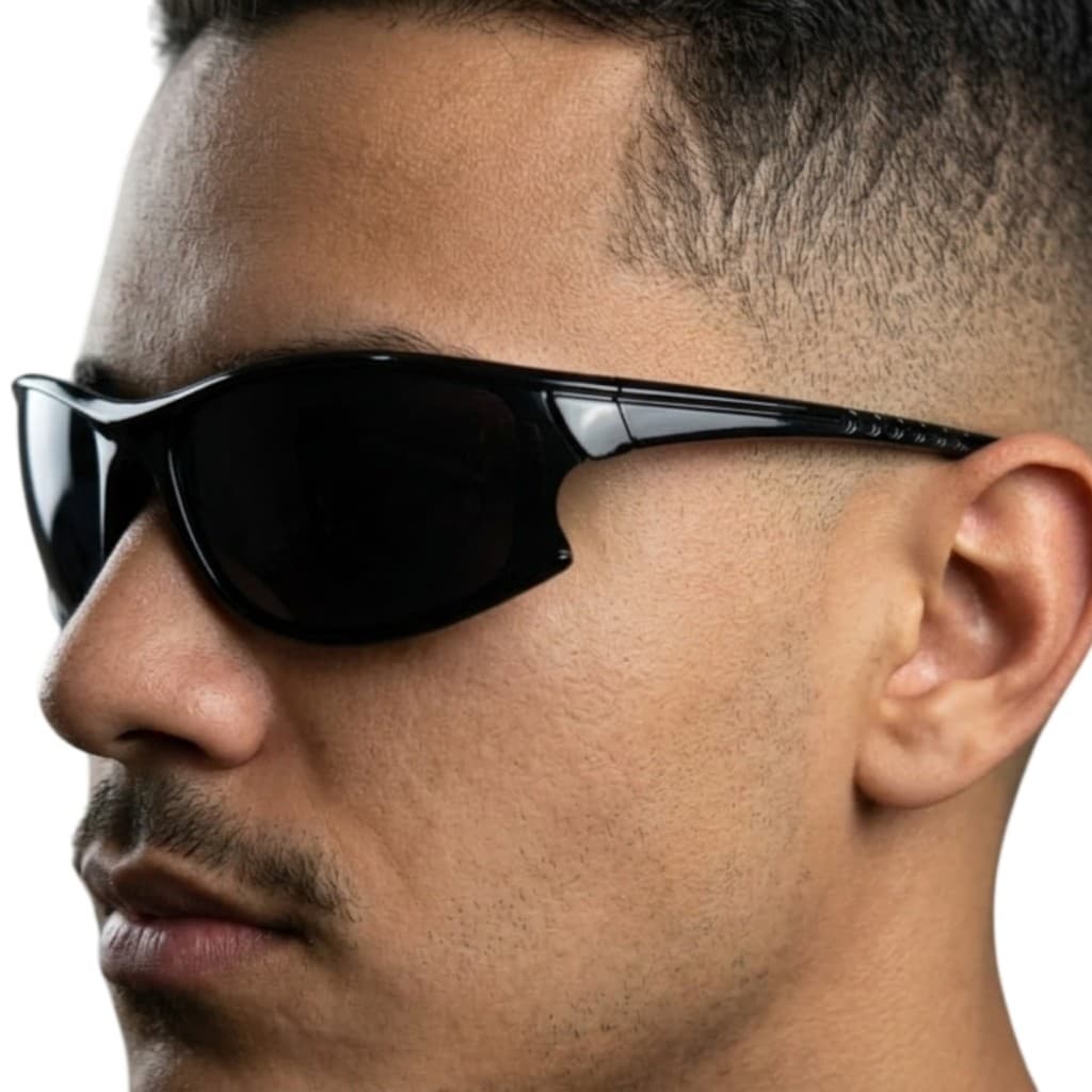 Óculos de Sol Masculino Estilo Esportivo Lente Preta UV400 Para Esporte e Direção MD-48