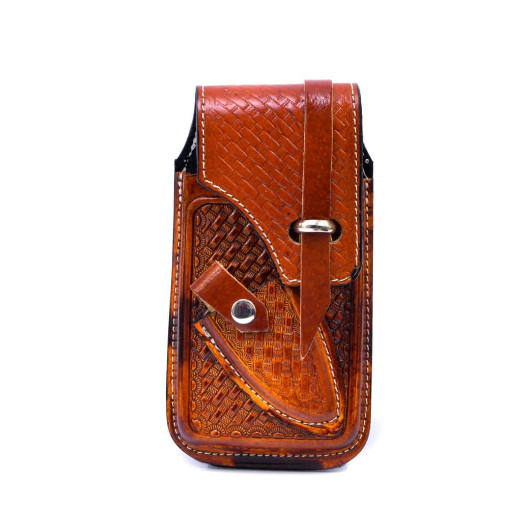Capa Bainha Porta Celular e Faca Campeira Case Com Suporte Botão de Pressão Capinha Couro Legítimo