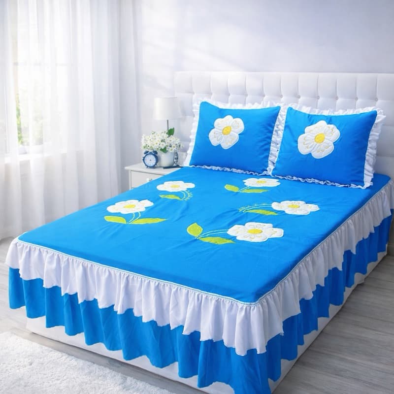 Kit Colcha Cobre Leito Bordado Artesanal Casal Queen 2,60x2,50m 3 peças | Enxoval Decoração Luxo Quarto Confortável
