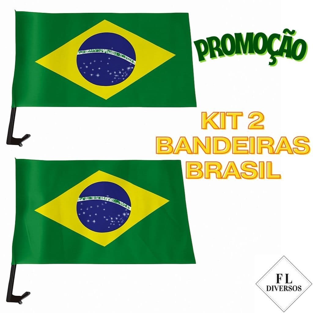 Kit 2 Bandeiras Brasil Moto Bike Patriotismo Torcida Bandeirinha