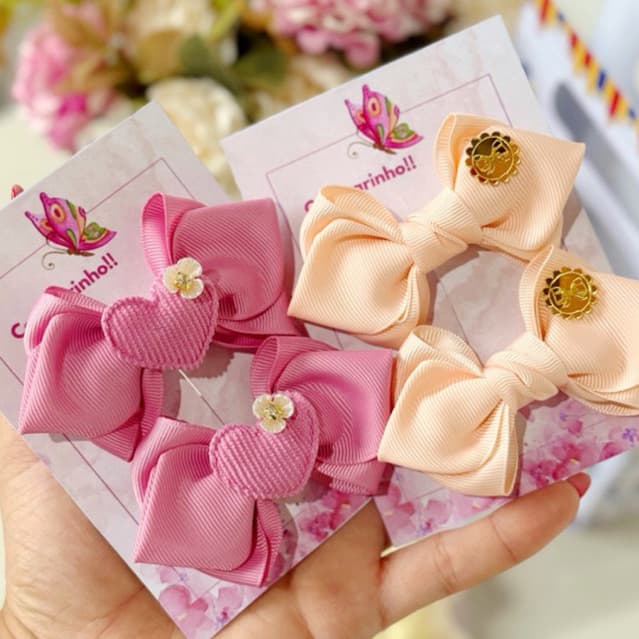 Kit Xuxas Laços Infantil 1 pare Cores Variadas Presilha