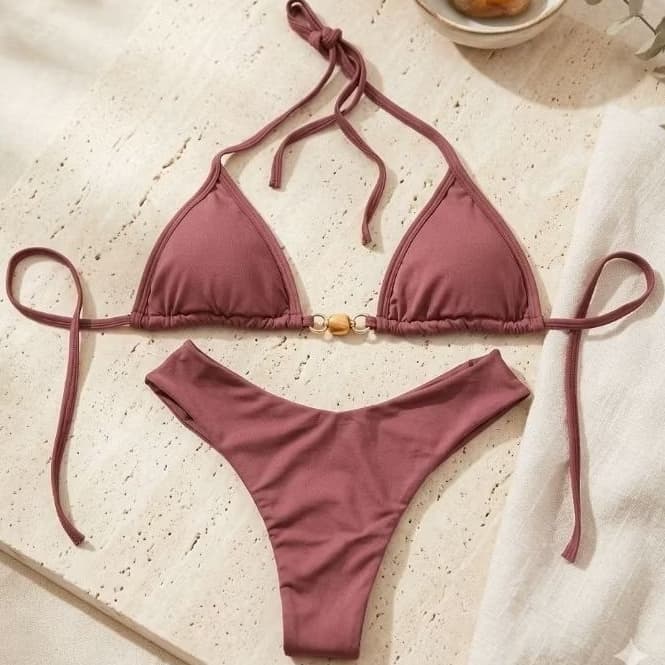 biquini cortininha conjunto poliamida asa delta fio duplo com bojo removível alça fina moda praia feminina tendencia