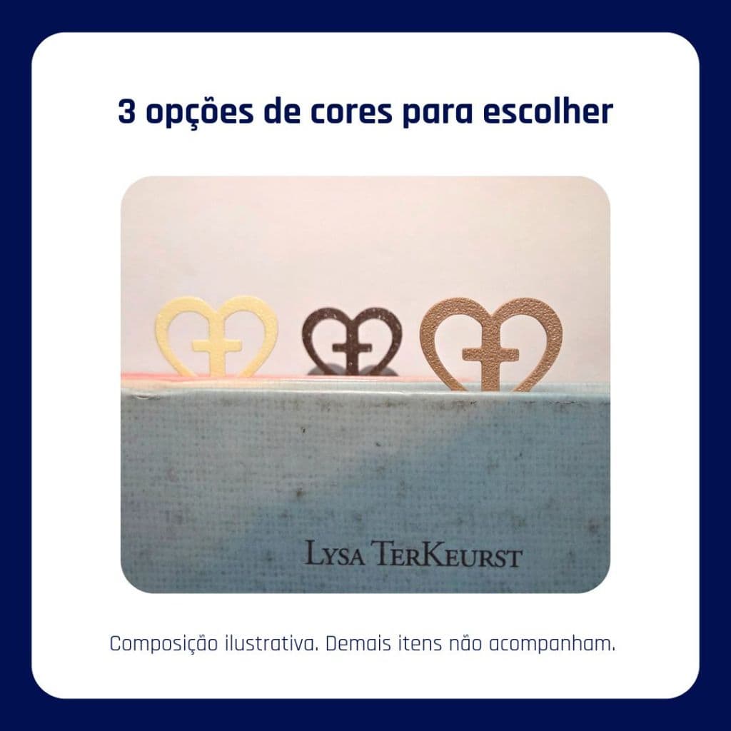 Clip Marcador de Página Bíblico • Cruz e Coração para Bíblia e Livro • Kit 10 20 30 ou 50
