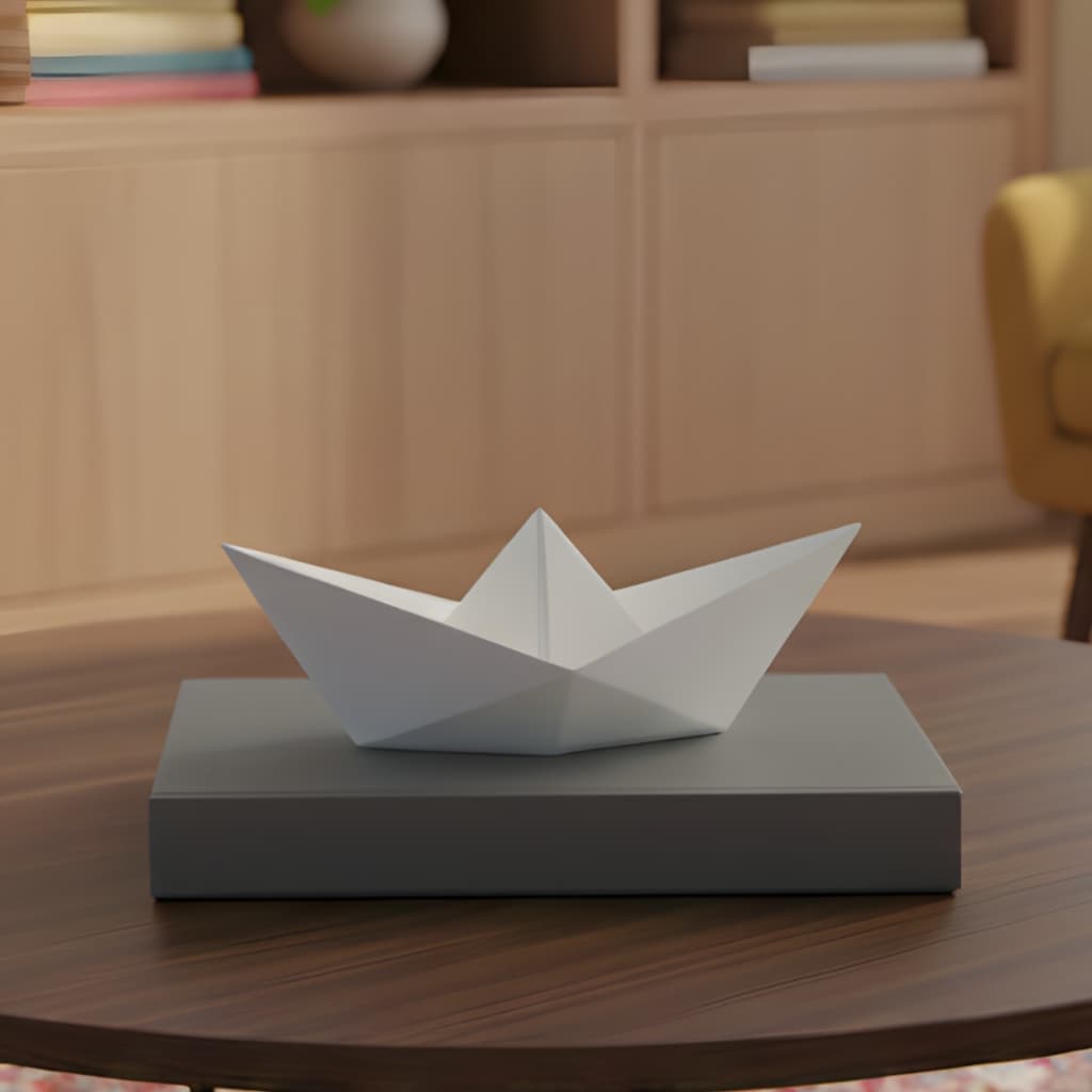 Barco Decorativo Escultura Enfeite de Mesa Barquinho Origami Presente Decoração Sala Escritório
