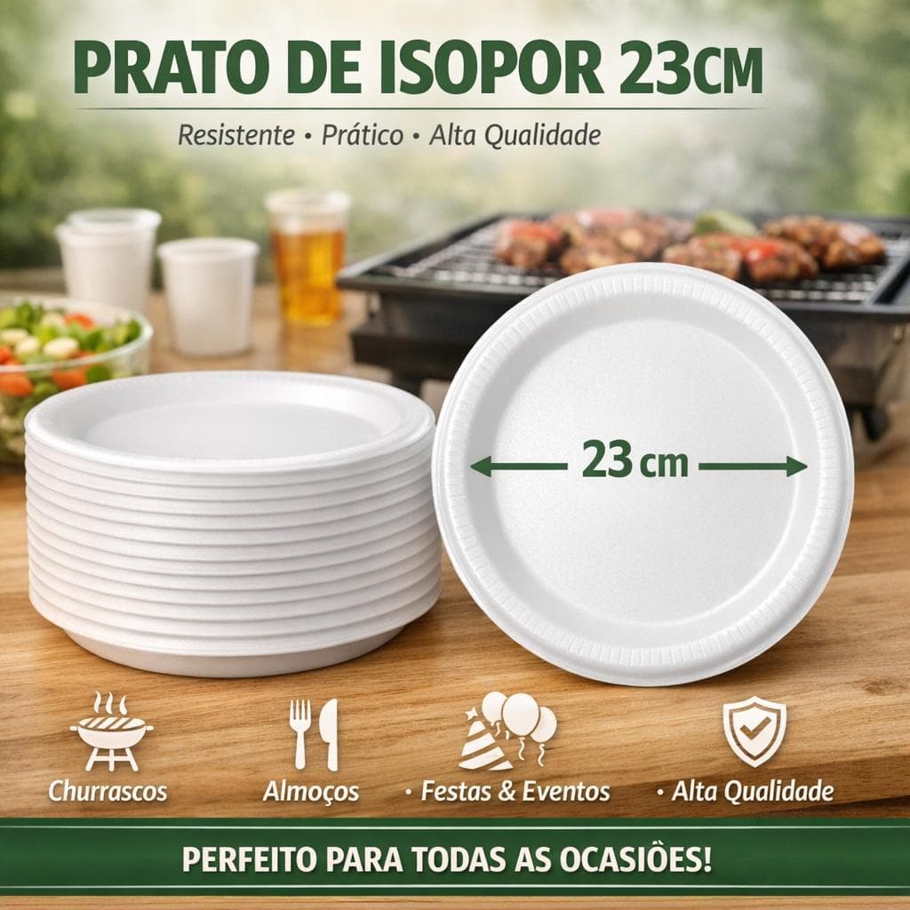 Prato Raso Descartável Prato Isopor 23cm Embalagem De Isopor Refeição Festa Churrasco Evento